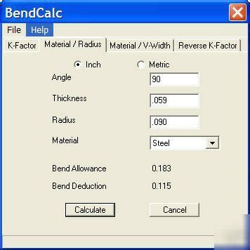 scs sheet metal calculator